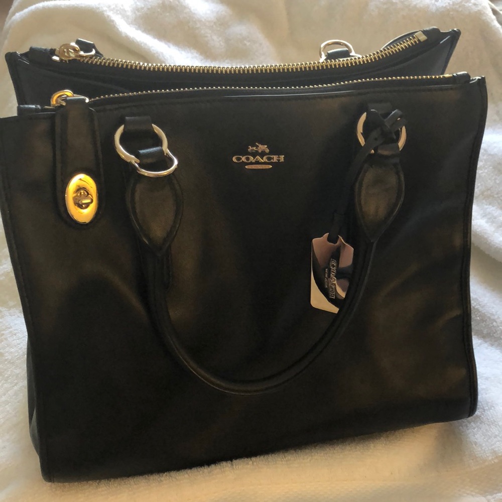 Black leather Coach purse